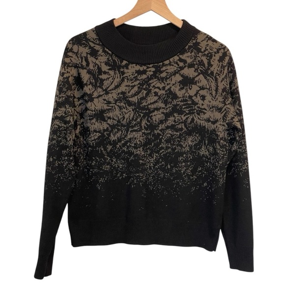 Athleta  Jacquard Crew Wool Sweater, Color Frosted Floral Charcoal Gray, Size XS - Picture 4 of 15